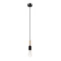 Luster na užetu SIMON 1xE27/60W/230V crna/buk