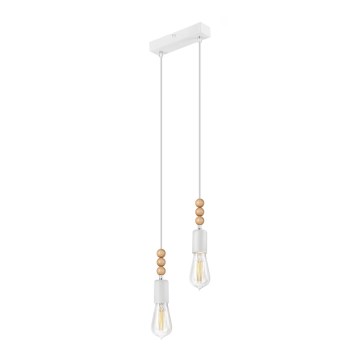 Luster na užetu SIMON 2xE27/60W/230V bijela/buk
