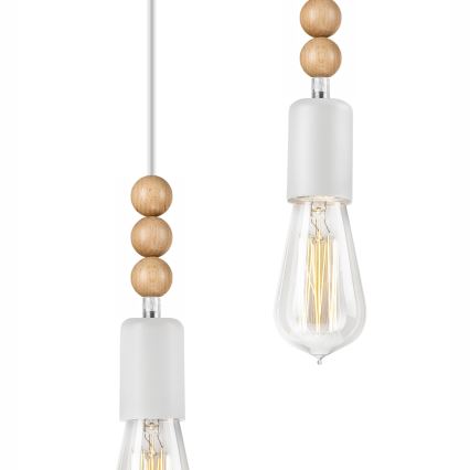 Luster na užetu SIMON 2xE27/60W/230V bijela/buk