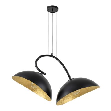 Luster na užetu SPACE 2xE27/60W/230V crna/zlatna