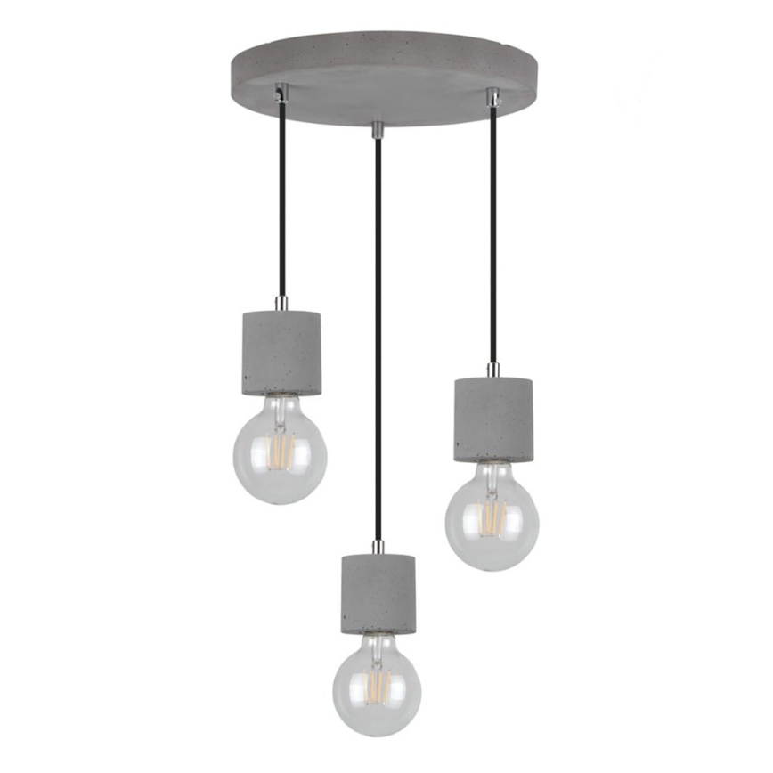 Luster na užetu STRONG 3xE27/60W/230V beton