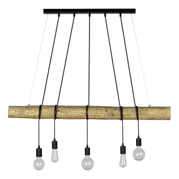 Luster na užetu TRABO 5xE27/60W/230V borovina