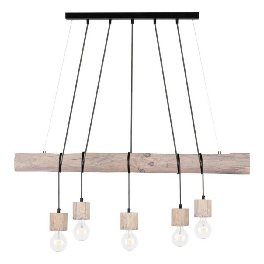 Luster na užetu TRABO 5xE27/60W/230V borovina