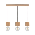 Luster na užetu TRONGO ROUND 3xE27/60W/230V hrast