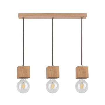 Luster na užetu TRONGO ROUND 3xE27/60W/230V hrast