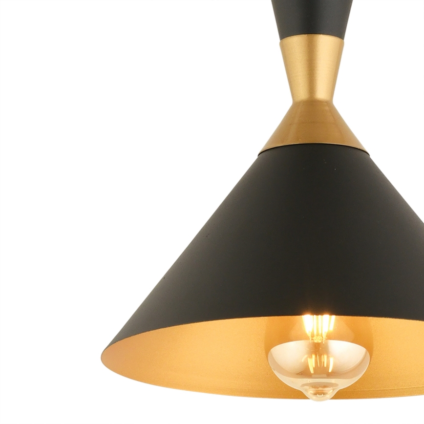 Luster na uzici MONZA 1xE27/40W/230V Ø 25 cm crna/zlato