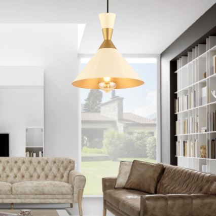 Luster na uzici MONZA 1xE27/40W/230V Ø 25 cm krema/zlato
