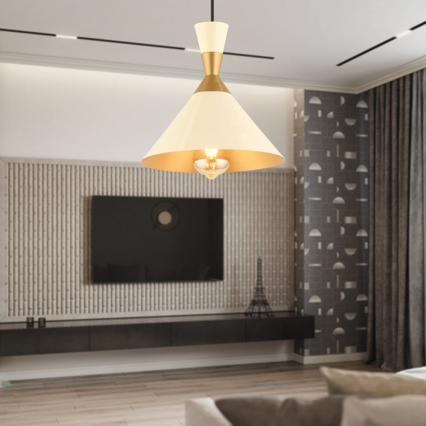 Luster na uzici MONZA 1xE27/40W/230V Ø 25 cm krema/zlato
