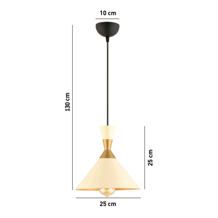Luster na uzici MONZA 1xE27/40W/230V Ø 25 cm krema/zlato