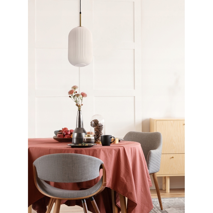 Luster na žici CRESTO 1xE27/40W/230V bijela/zlatna