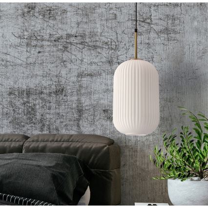 Luster na žici CRESTO 1xE27/40W/230V bijela/zlatna