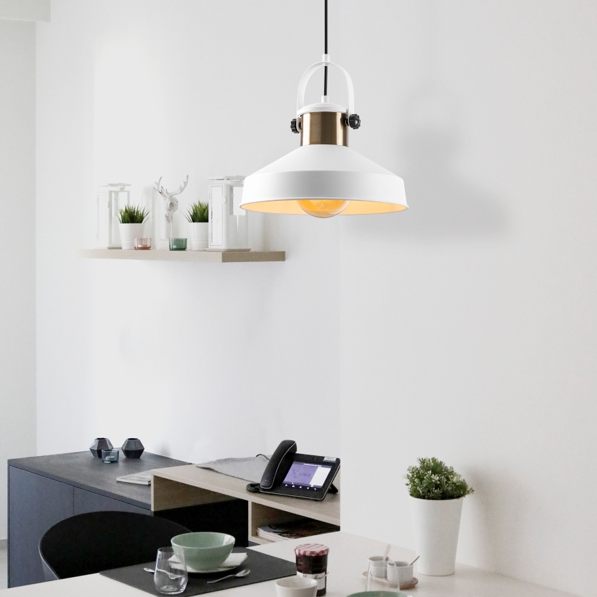 Luster na žici DODO 1xE27/40W/230V bijela/bronzana