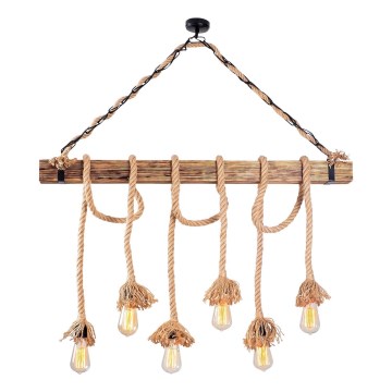 Luster na žici EREBOS 6xE27/40W/230V smeđi