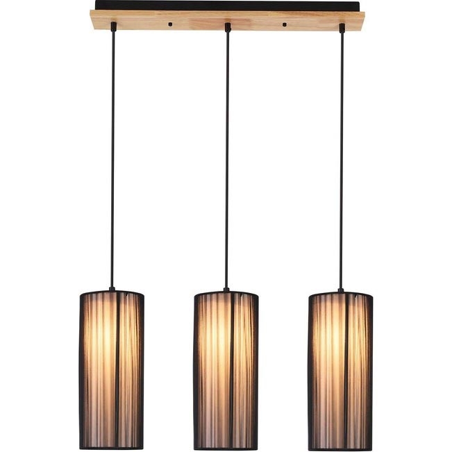 Luster na žici KIOTO 3xE27/40W/230V crna/bukva