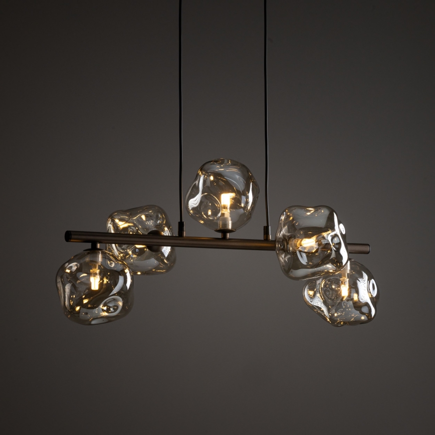 Luster na žici LAVA 5xG9/8W/230V brončana/zadimljena bež