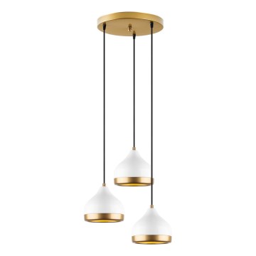 Luster na žici YILDO 3xE27/40W/230V bijela/zlatna