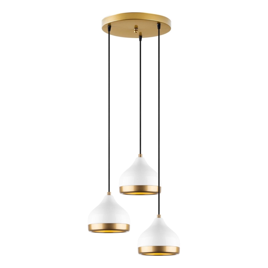 Luster na žici YILDO 3xE27/40W/230V bijela/zlatna