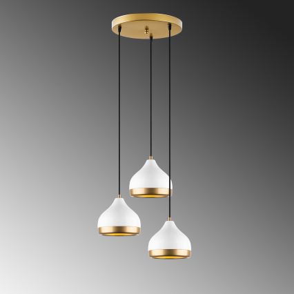 Luster na žici YILDO 3xE27/40W/230V bijela/zlatna