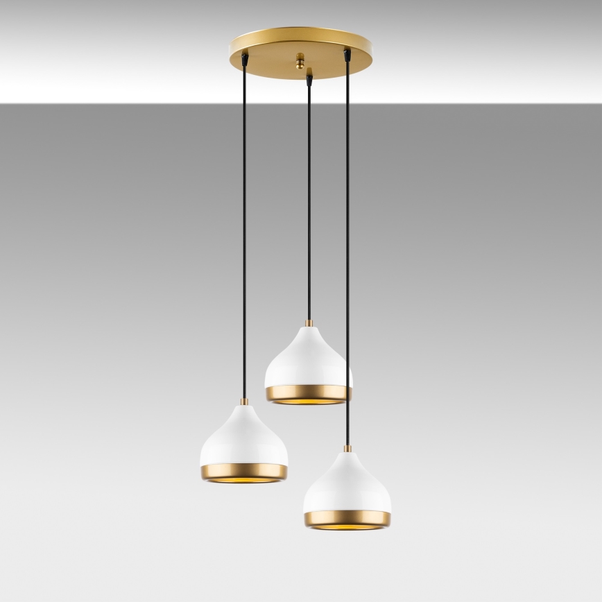 Luster na žici YILDO 3xE27/40W/230V bijela/zlatna