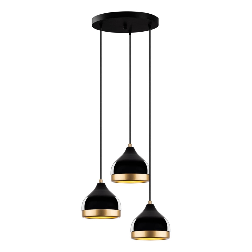 Luster na žici YILDO 3xE27/40W/230V crna/zlatna