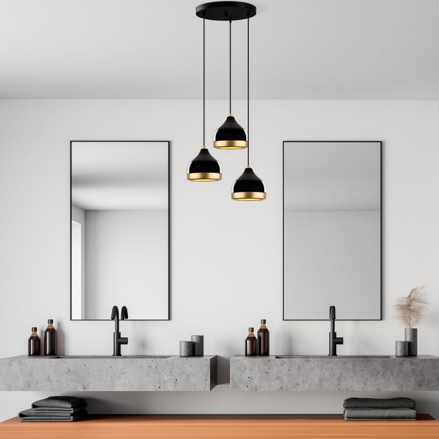 Luster na žici YILDO 3xE27/40W/230V crna/zlatna