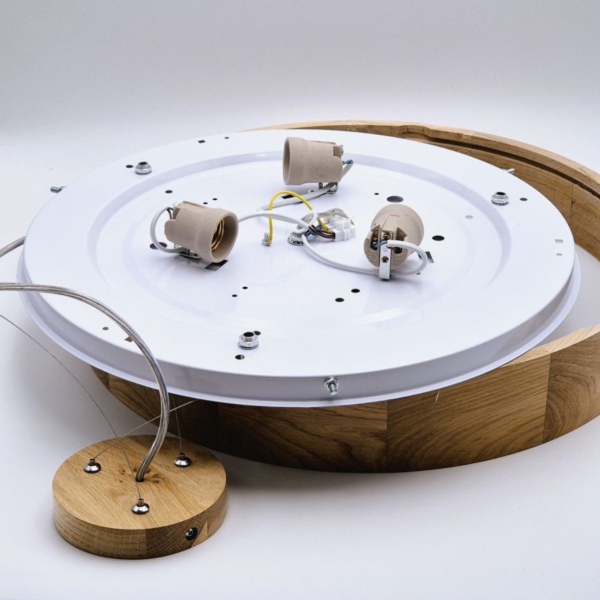 Luster na užetu OAK 3xE27/60W/230V hrast Ø 47,5 cm