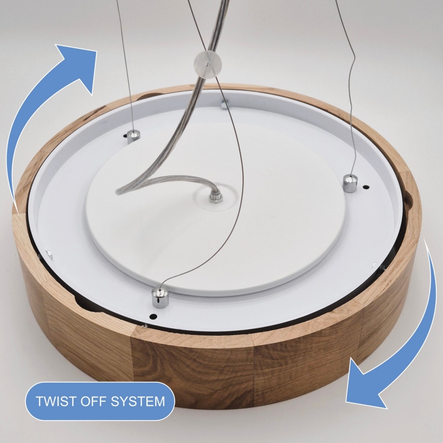 Luster na užetu OAK 3xE27/60W/230V hrast Ø 47,5 cm