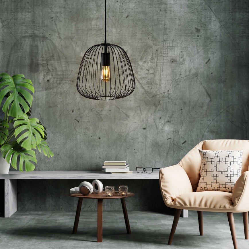 Luster OVELLA na sajli 1xE27/15W/230V, promjer 36 cm, crni