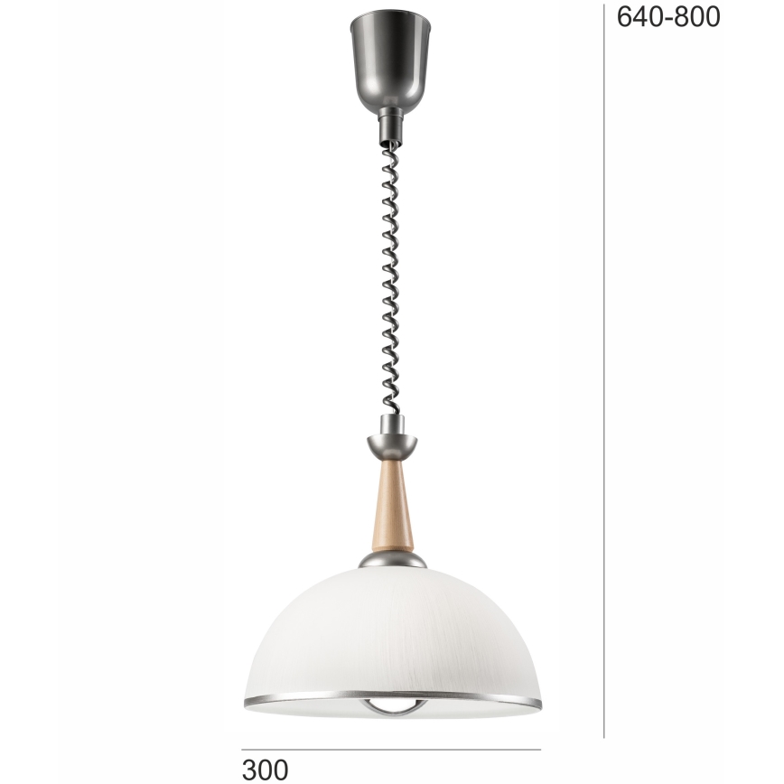 Luster podesive visine CHIARA 1xE27/60W/230V srebrna/bež/bukva