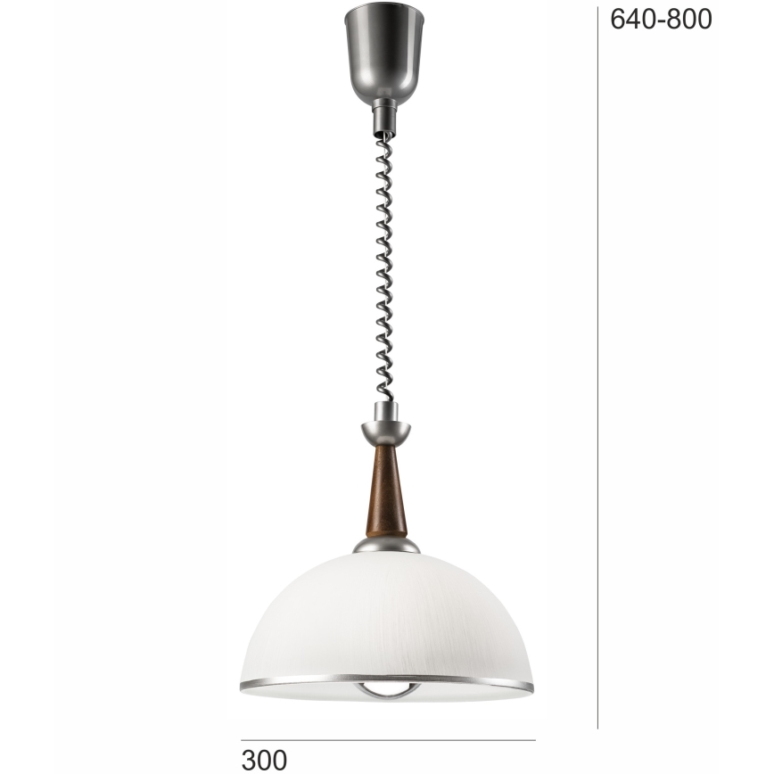 Luster podesive visine CHIARA 1xE27/60W/230V srebrna/tamno smeđa/bukva
