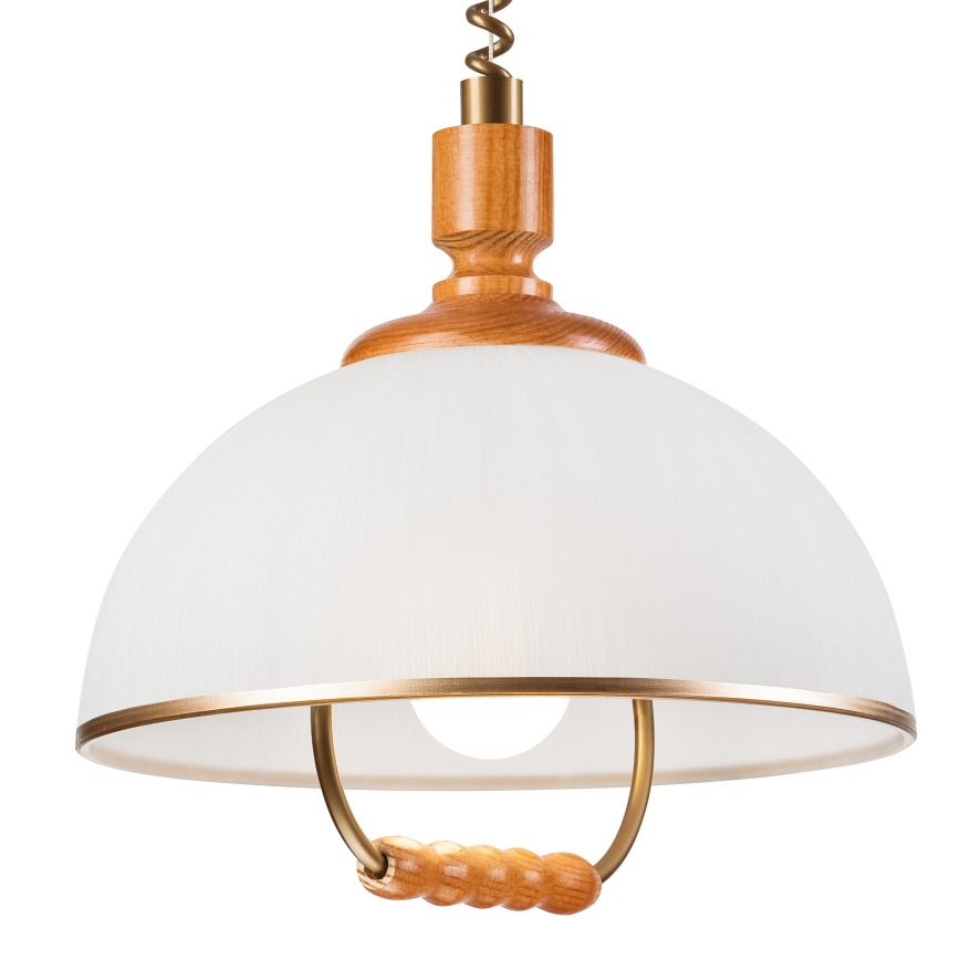 Luster podesive visine RAMONA 1xE27/60W/230V bež/smeđa/bor