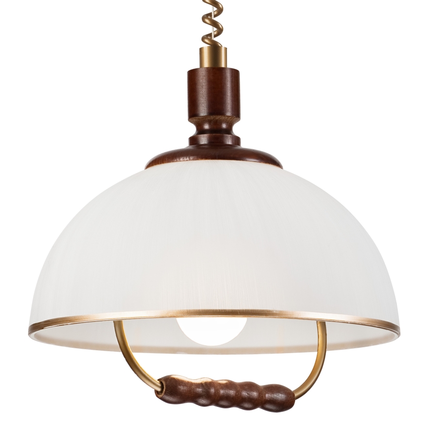 Luster podesive visine RAMONA 1xE27/60W/230V bež/tamno smeđa/bor