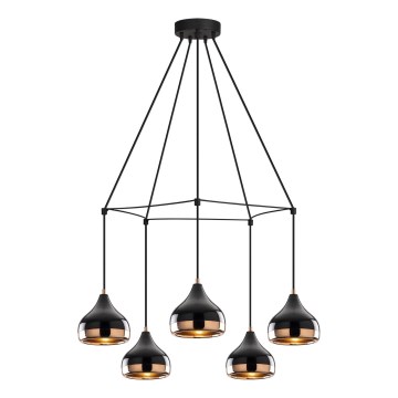 Lustre na žici YILDO 5xE27/40W/230V crno/bakreno