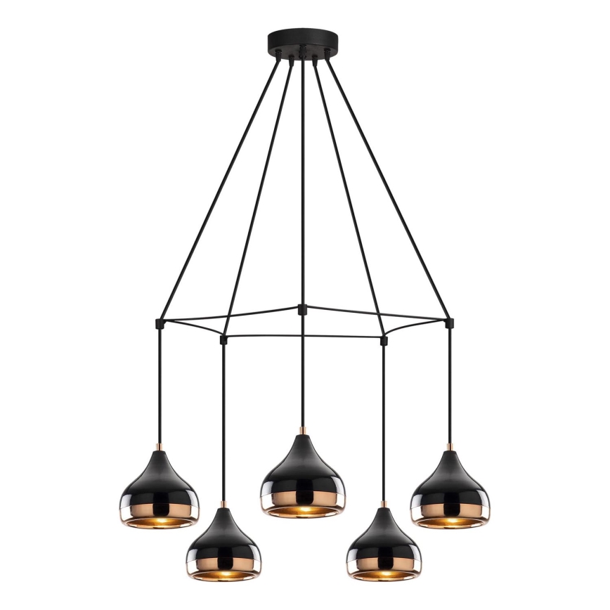 Lustre na žici YILDO 5xE27/40W/230V crno/bakreno