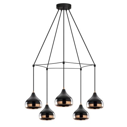 Lustre na žici YILDO 5xE27/40W/230V crno/bakreno