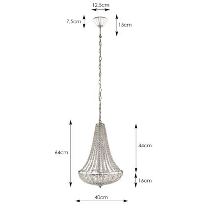 Markslöjd 106119 - Kristalni luster na lancu GRÄNSÖ 2xE14/40W/230V