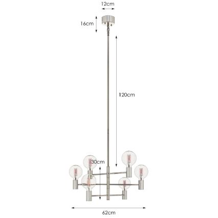 Markslöjd 106418 - Viseći luster CAPITAL 6xE27/60W/230V mesing
