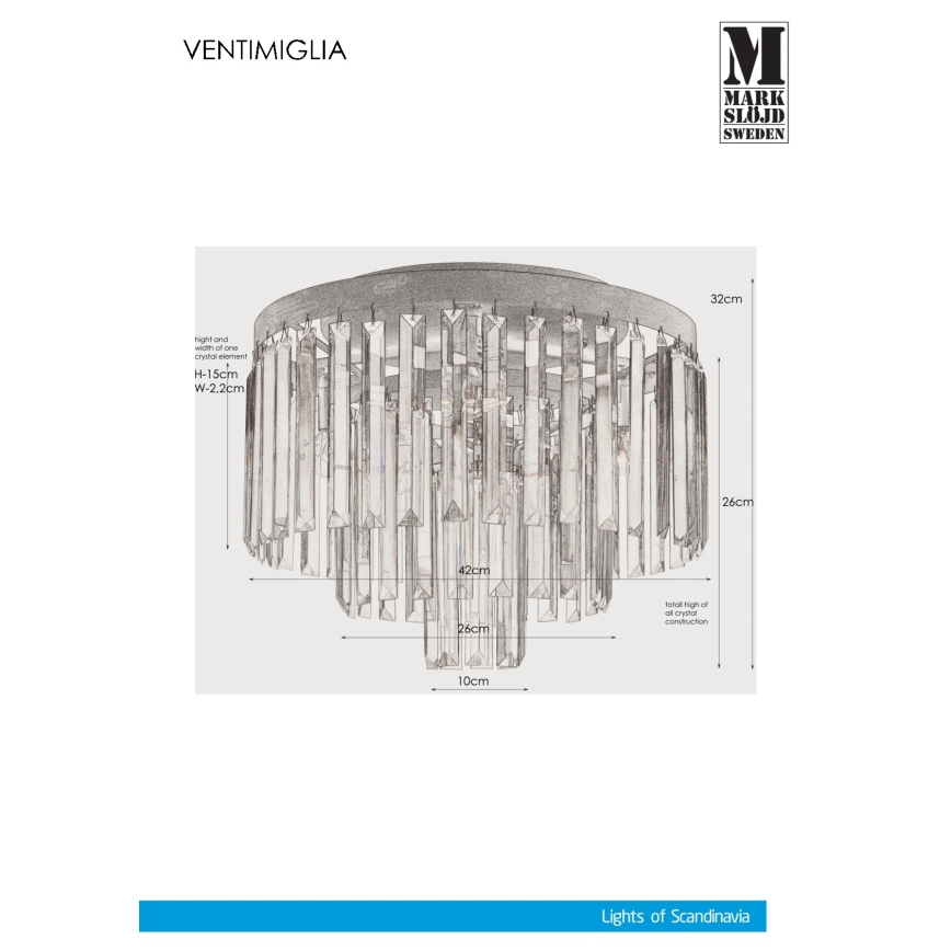 Markslöjd 106563 - Kristalna stropna svjetiljka VENTIMIGLIA 4xE14/40W/230V