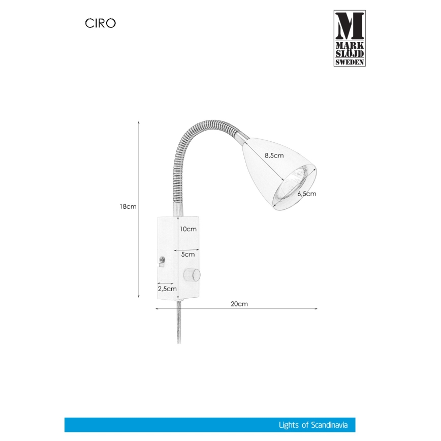 Markslöjd 106589 - Zidno svjetlo s prigušivanjem CIRO 1xGU10/7W/230V