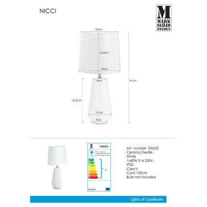 Markslöjd 106623 - Stolna lampa NICCI 1xE14/40W/230V