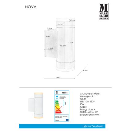 Markslöjd 106914 - LED Vanjska zidna svjetiljka NOVA 2xLED/5,5W/230V IP44