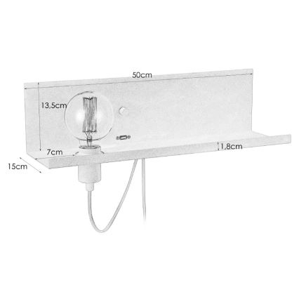 Markslöjd 106969 - Prigušiva zidna svjetiljka s USB utičnicom MULTI 1xE27/60W/230V