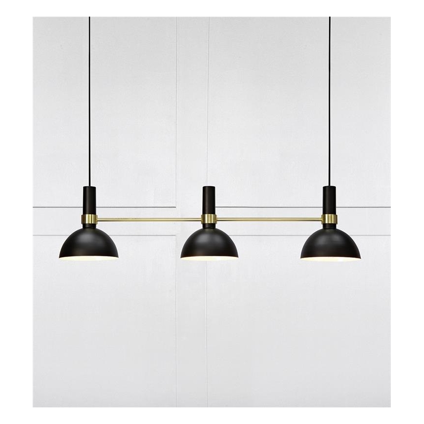 Markslöjd 106971 - Luster na sajli LARRY 3xE27/60W/230V crna/zlatna