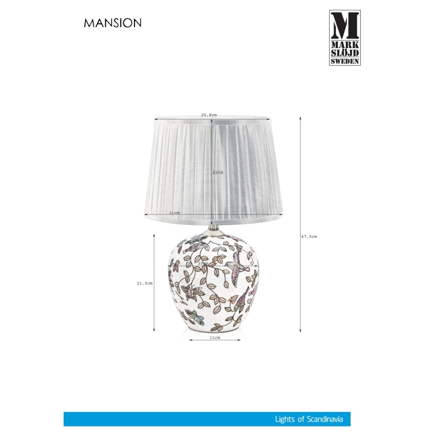 Markslöjd 107040 - Stolna lampa MANSION 1xE27/60W/230V