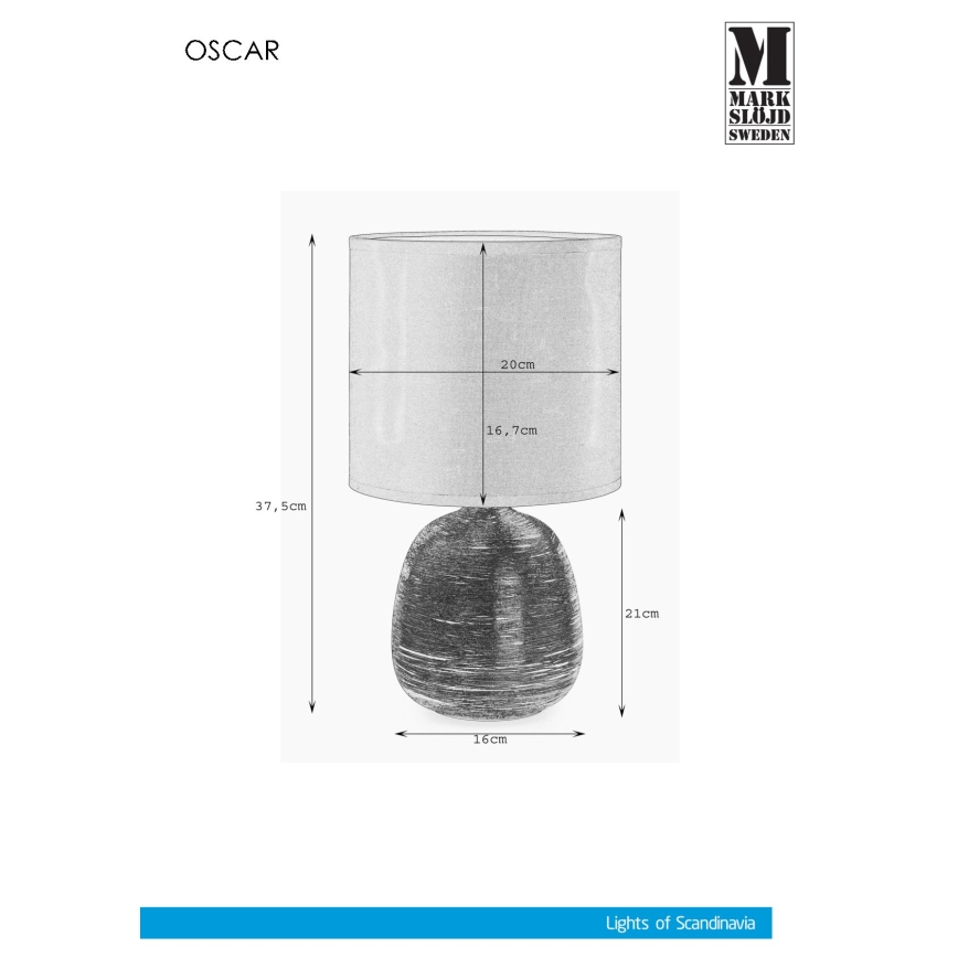 Markslöjd 107068 - Stolna lampa OSCAR 1xE27/60W/230V