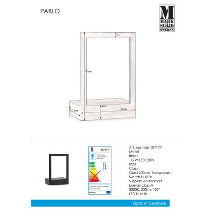 Markslöjd 107177 - LED Zidna svjetiljka s okvirom PABLO LED/7W/230V