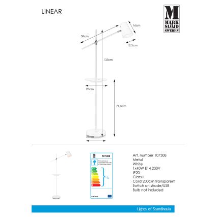 Markslöjd 107308 - Podna lampa s USB priključkom LINEAR 1xE14/40W/230V