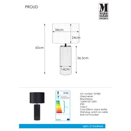 Markslöjd 107483 - Stolna lampa PROUD 1xE27/60W/230V