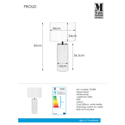 Markslöjd 107484 - Stolna lampa PROUD 1xE27/60W/230V