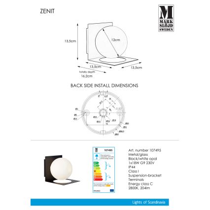 Markslöjd 107495 - Zidna svjetiljka za kupaonicu ZENIT 1xG9/18W/230V IP44